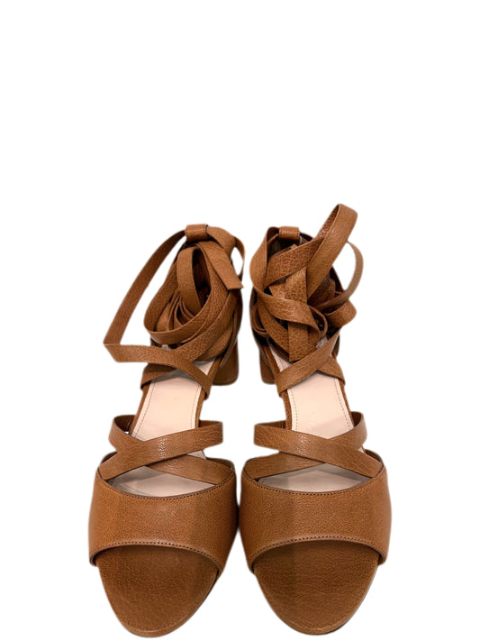 MIU MIU Leather Ankle Strap Sandals Tan Size 41.5