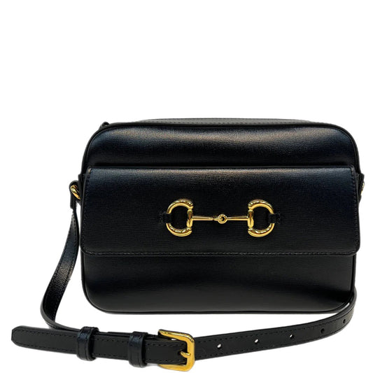 GUCCI Leather Horse-bit 1955 Bag Black