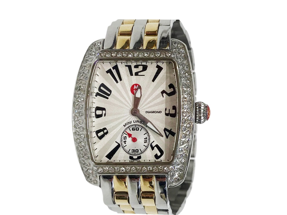 MICHELE Mini Urban Ladies Diamond and Stainless Steel Watch