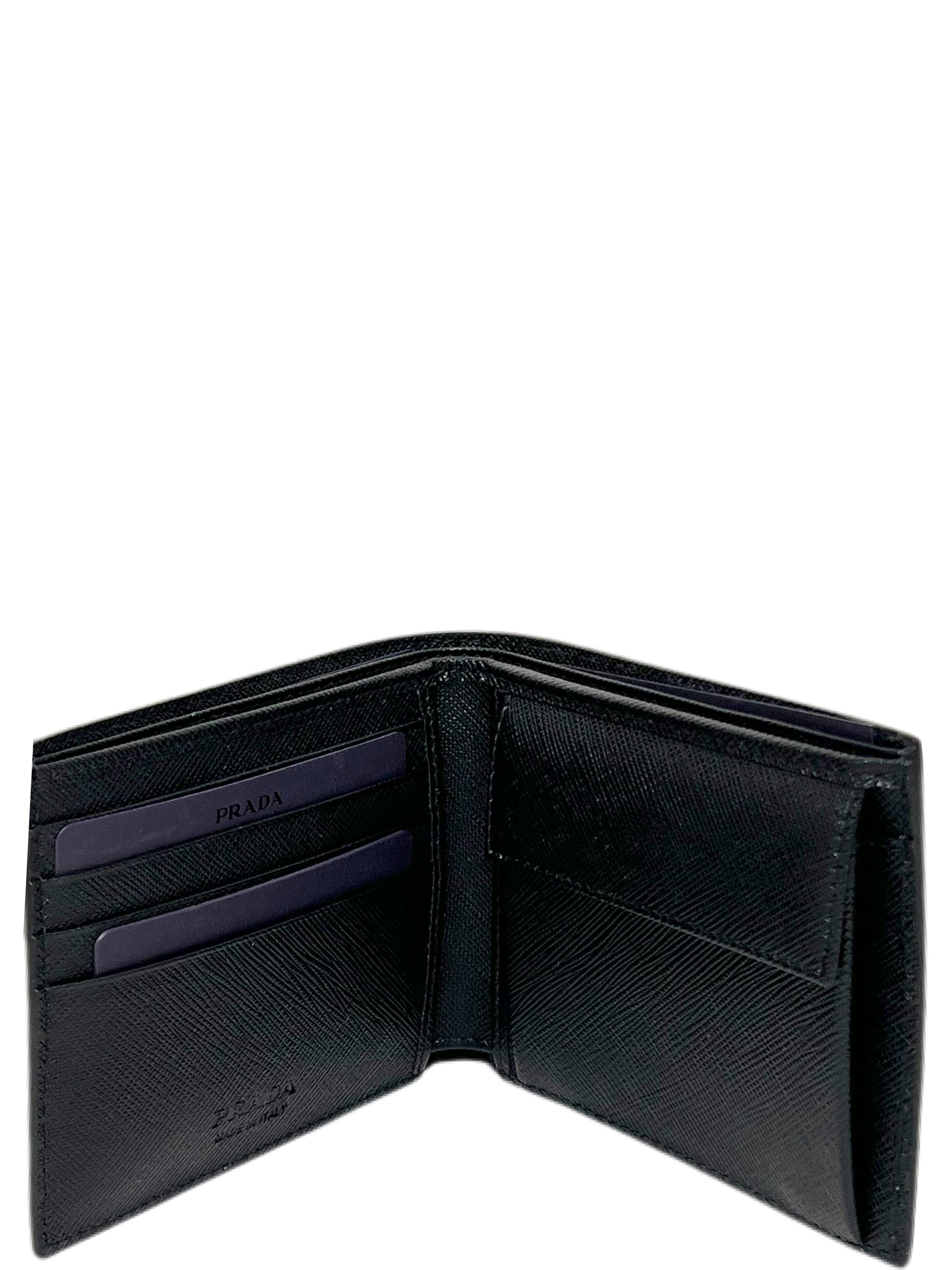 PRADA Saffiano Leather Mens Bi-Fold Wallet Black – Past & Present
