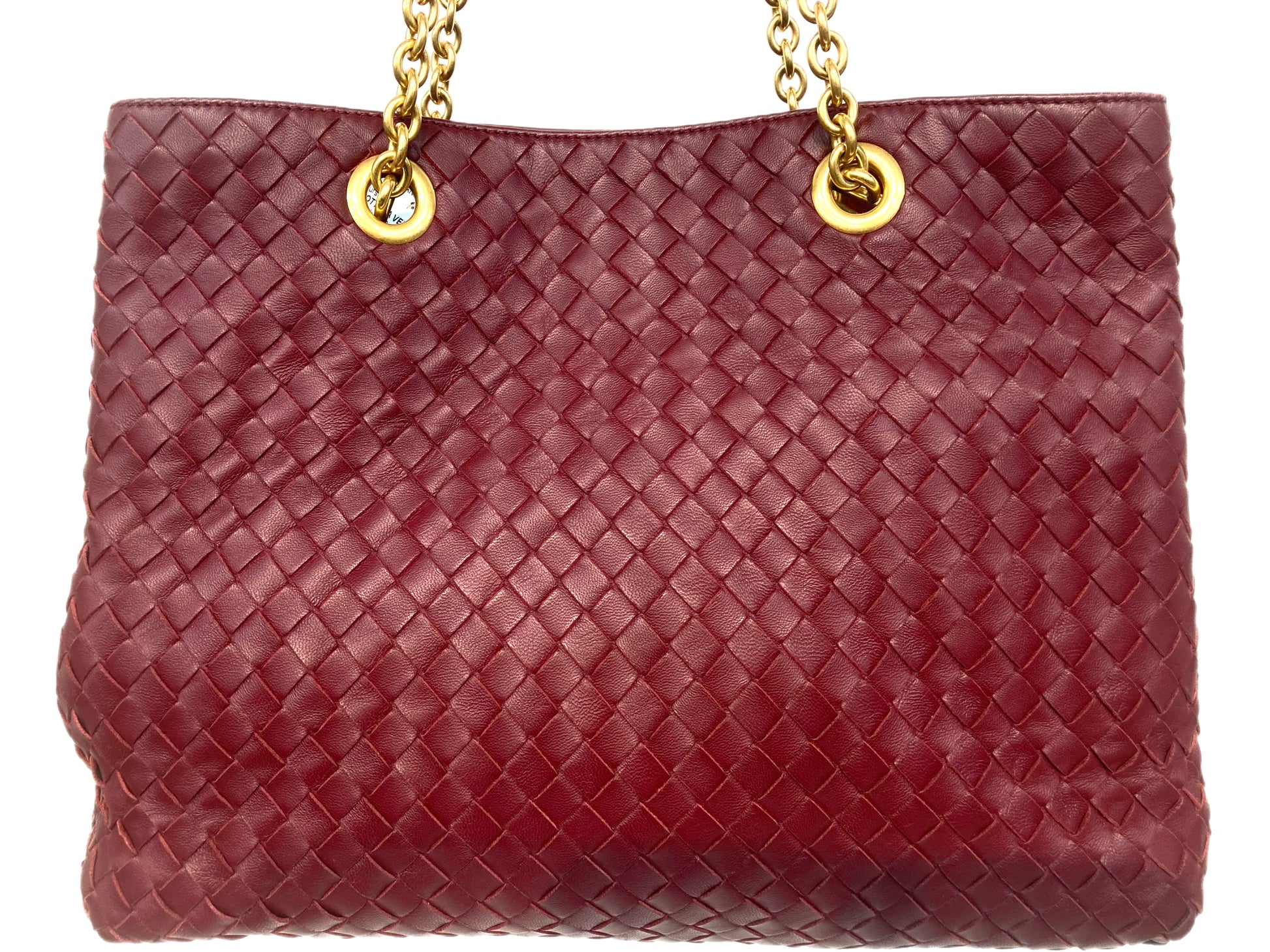 Bottega Veneta Woven Leather Tote Bag in Oxblood Leather Burgundy