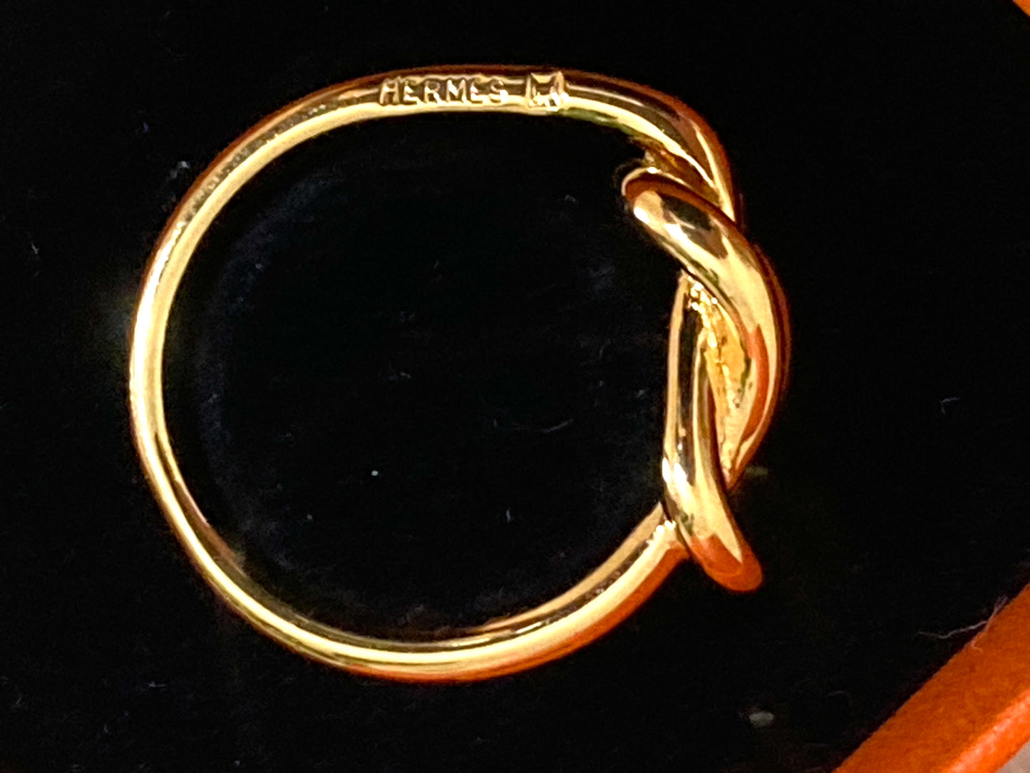 HERMES Rare Scarf Ring Knotted Gold