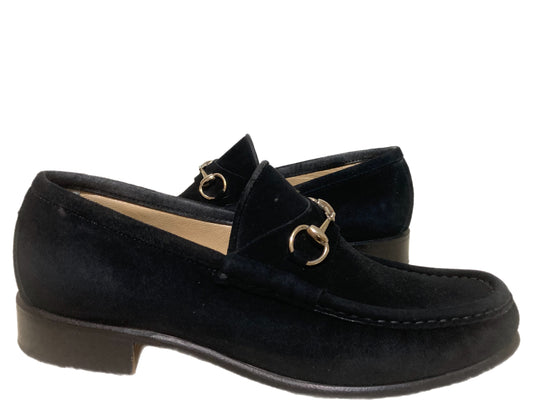 GUCCI Suede Horsebit Loafers Black Size 6.5