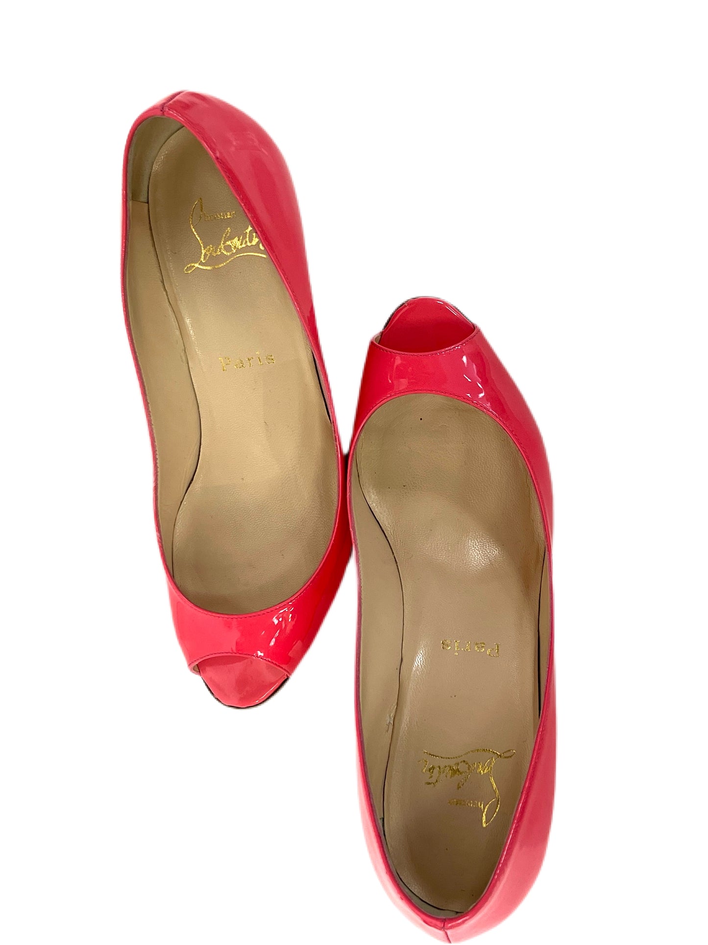 CHRISTIAN LOUBOUTIN Patent Leather Wedges Hot Pink Size 39