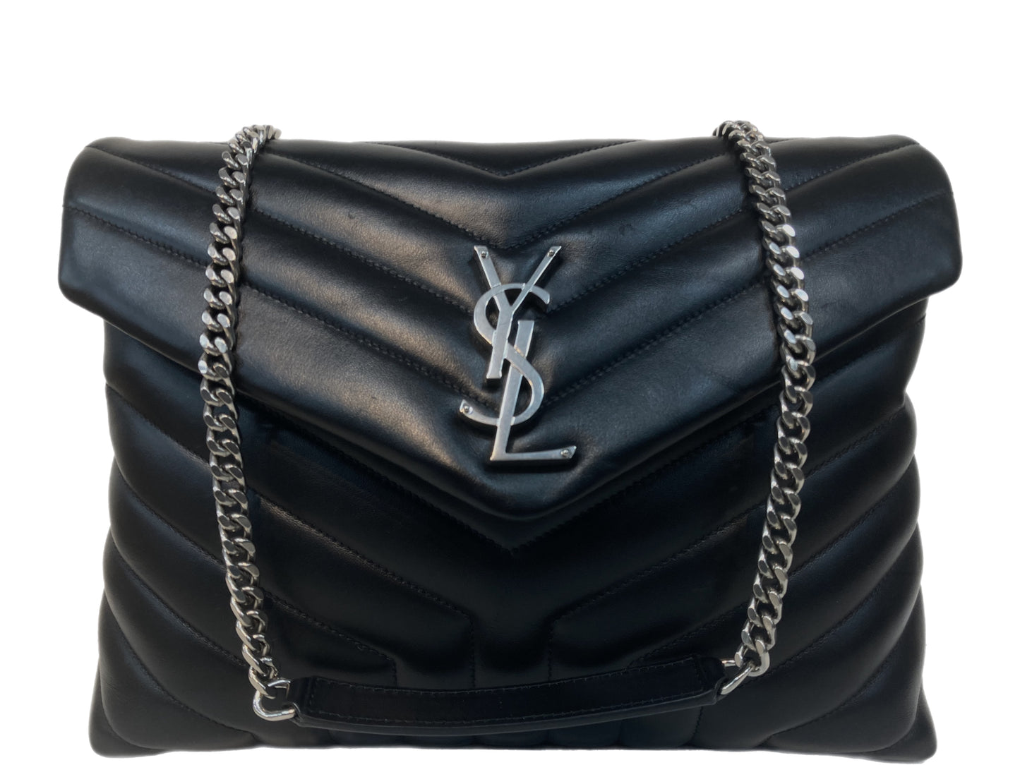 YVES SAINT LAURENT Leather LouLou Medium Matelasse Bag Black