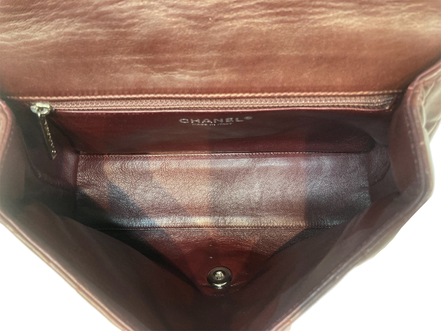 CHANEL Leather Classic Kelly Handbag Burgundy