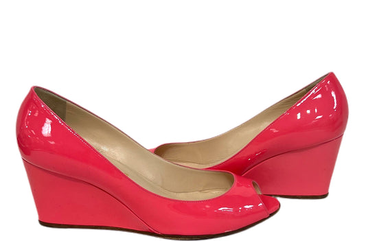 CHRISTIAN LOUBOUTIN Patent Leather Wedges Hot Pink Size 39