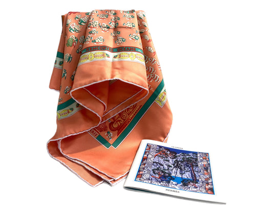 HERMES 100% Silk Rencontre Oceane Scarf Peach