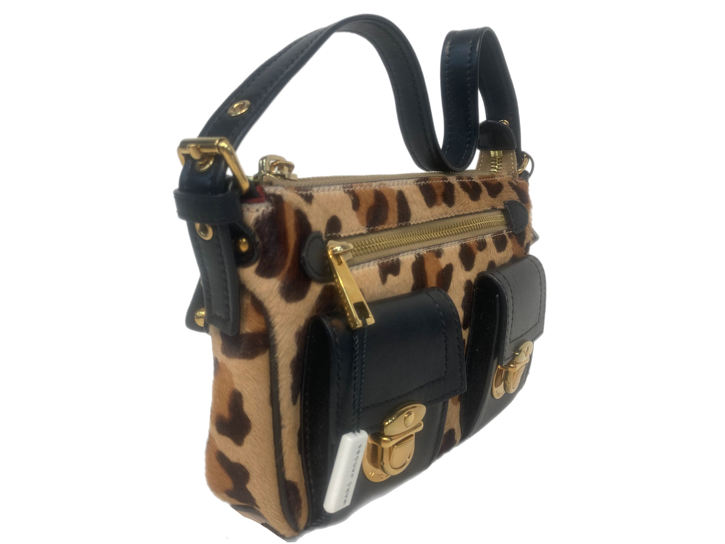 MARC JACOBS Calf Hair Leopard Handbag Brown