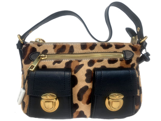 MARC JACOBS Calf Hair Leopard Handbag Brown