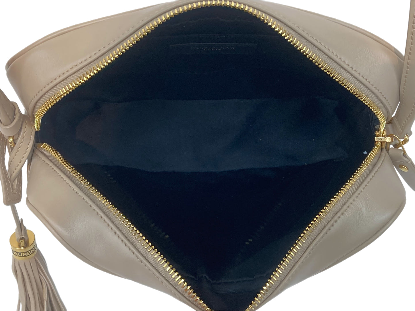 YVES SAINT LAURENT Leather Lou Camera Bag Crossbody Beige
