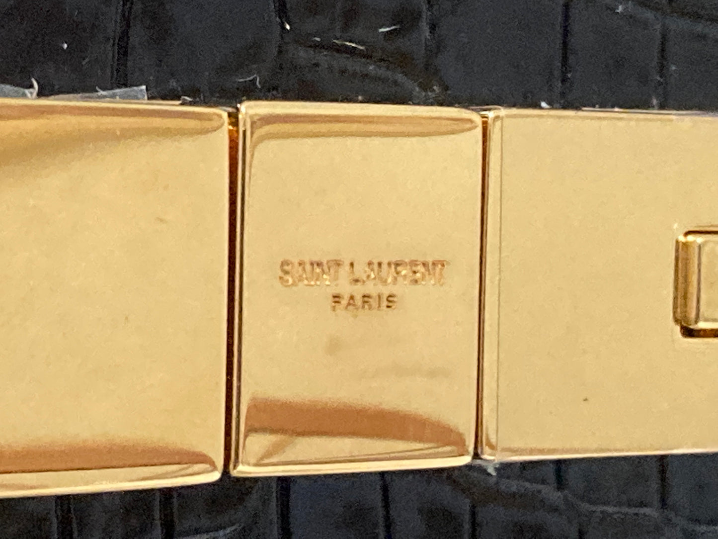 YVES SAINT LAURENT Patent Leather Manhattan Bag Black