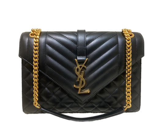 YVES SAINT LAURENT Leather Envelope Flap Bag Black