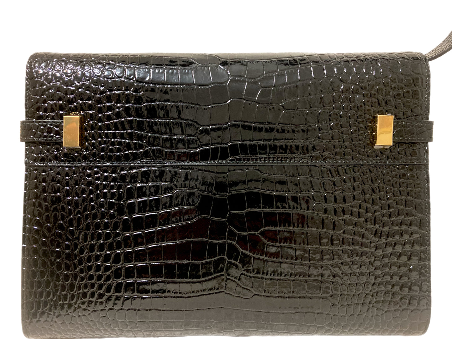 YVES SAINT LAURENT Patent Leather Manhattan Bag Black