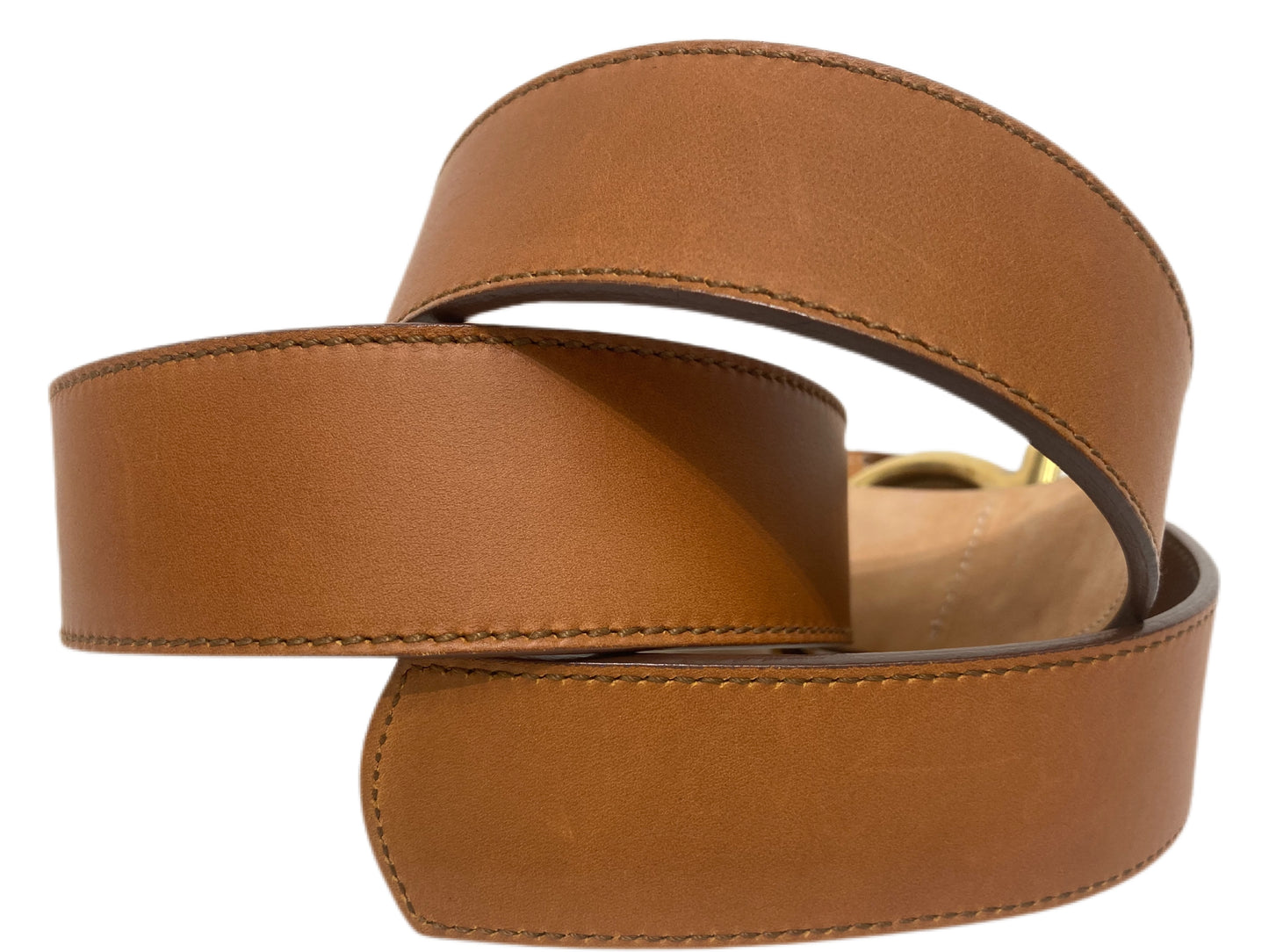 SALVATORE FERRAGAMO Leather Logo Belt Brown Size XL-90