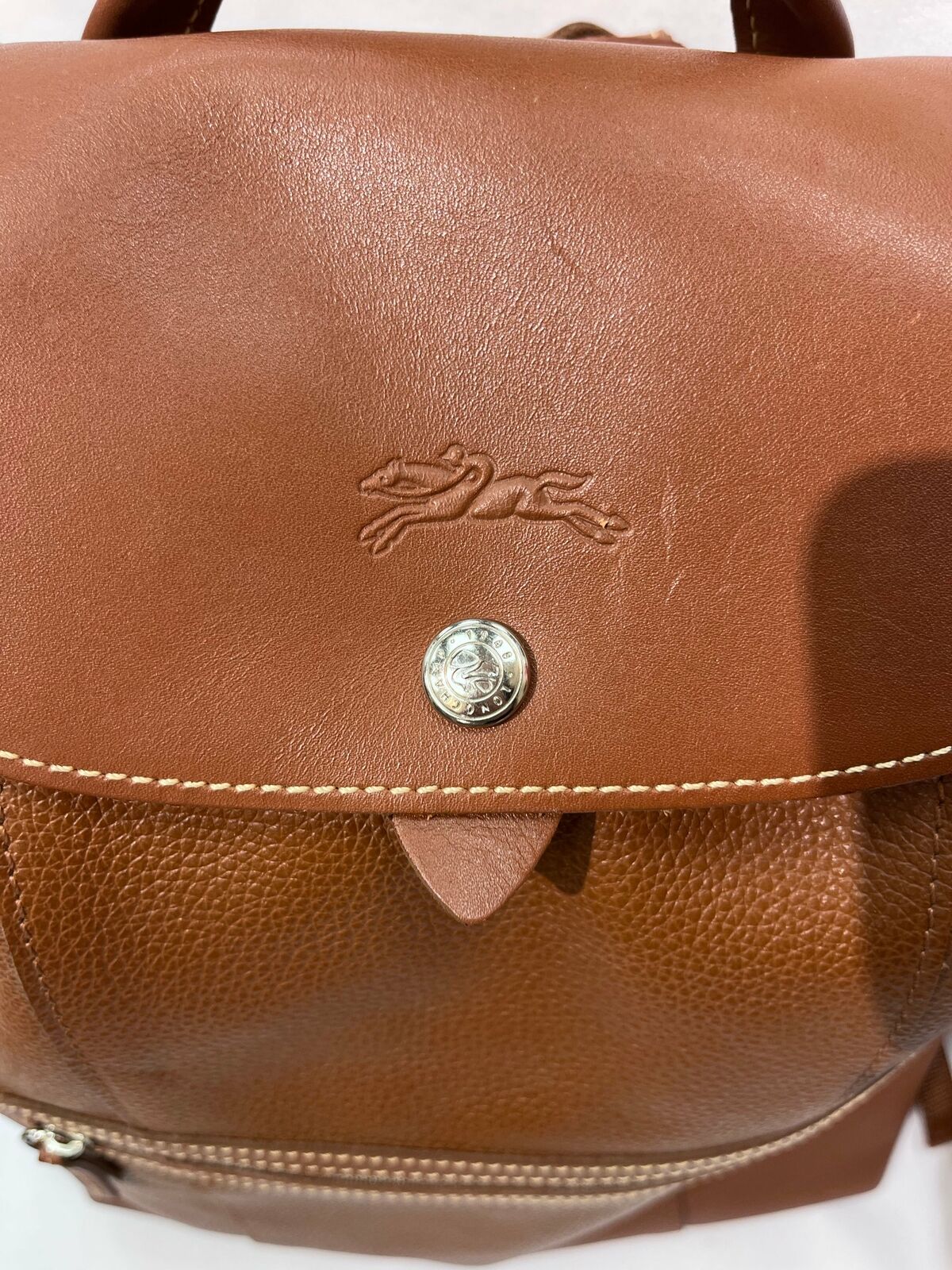 LONGCHAMP Veau Foulonne Leather Backpack Brown